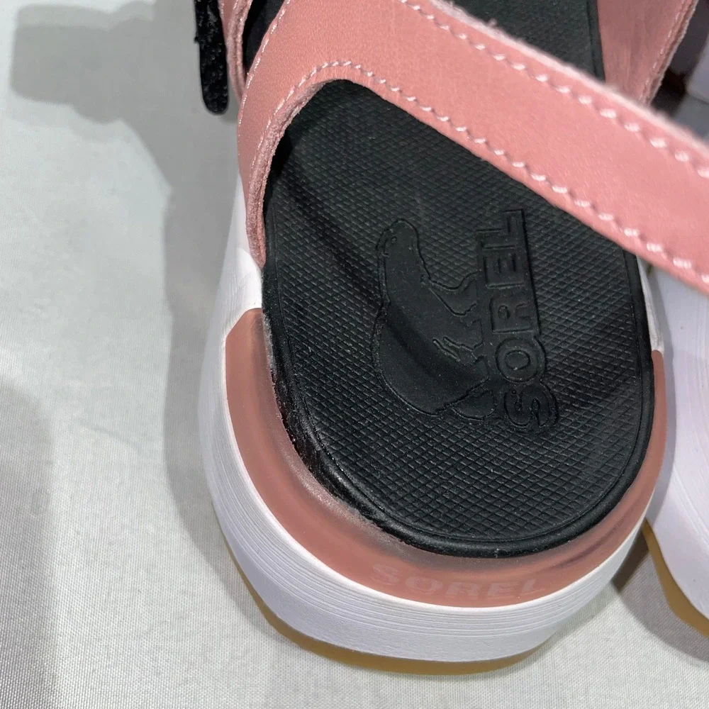 Sorel‎ Kinetic Impact Slingback Sandals Pink Black Buckle Strap Platform Womens